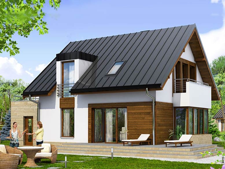 Mái dốc giúp căn nhà cao ráo và thanh thoát hơn