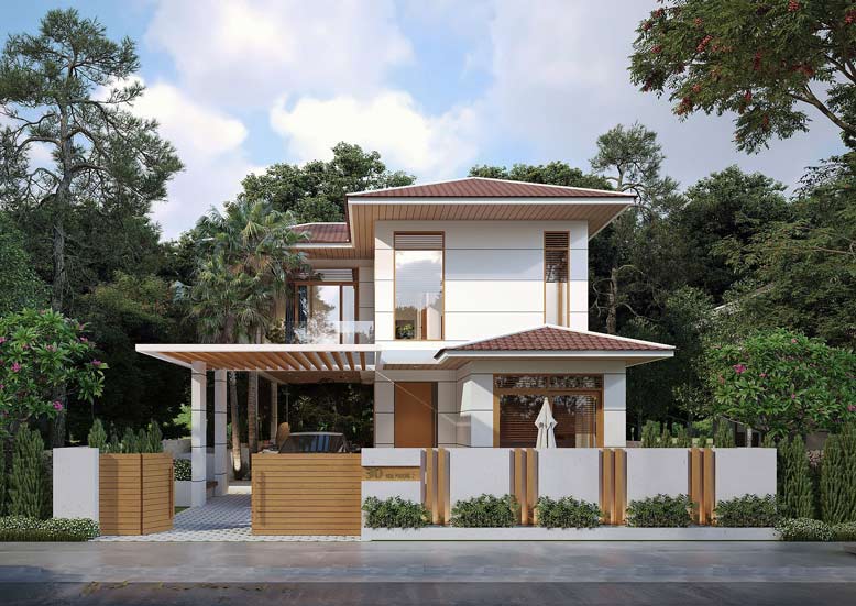 Thiết kế nhà 2 tầng có 3 phòng ngủ