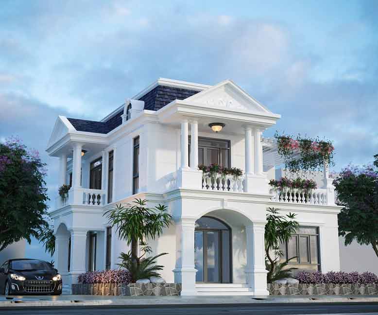 Mẫu nhà 2 tầng kiểu Pháp