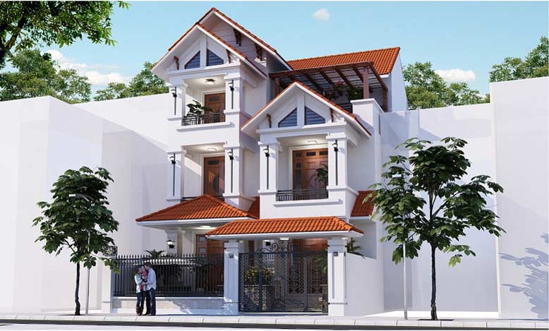 Thiết kế nhà phố 3 tầng mái thái