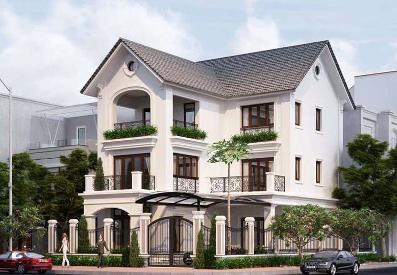 Mẫu nhà 3 tầng hình chữ L