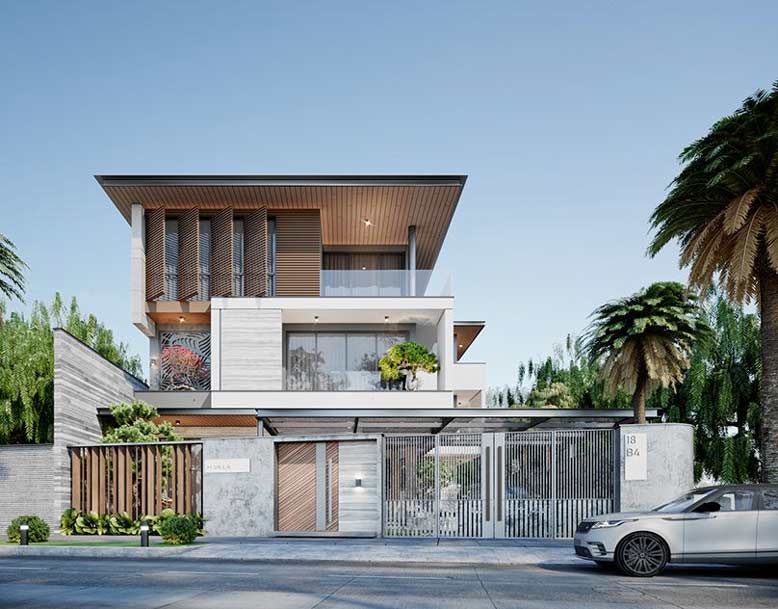 Thiết kế nhà 3 tầng hiện đại với kiểu dáng độc đáo