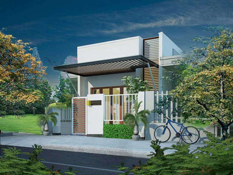 Nhà ống 1 tầng mái bằng phong cách hiện đại