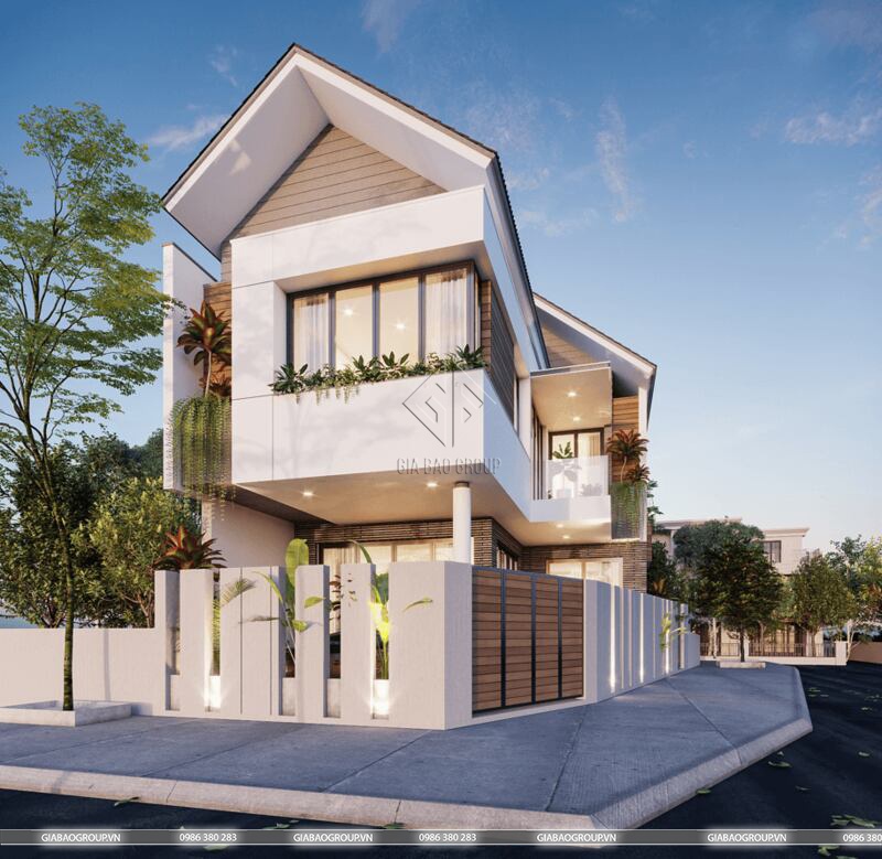 Thiết kế nhà phố đẹp 2 tầng 2 mặt tiền