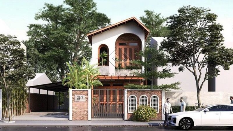 Nhà 2 tầng mái lệch