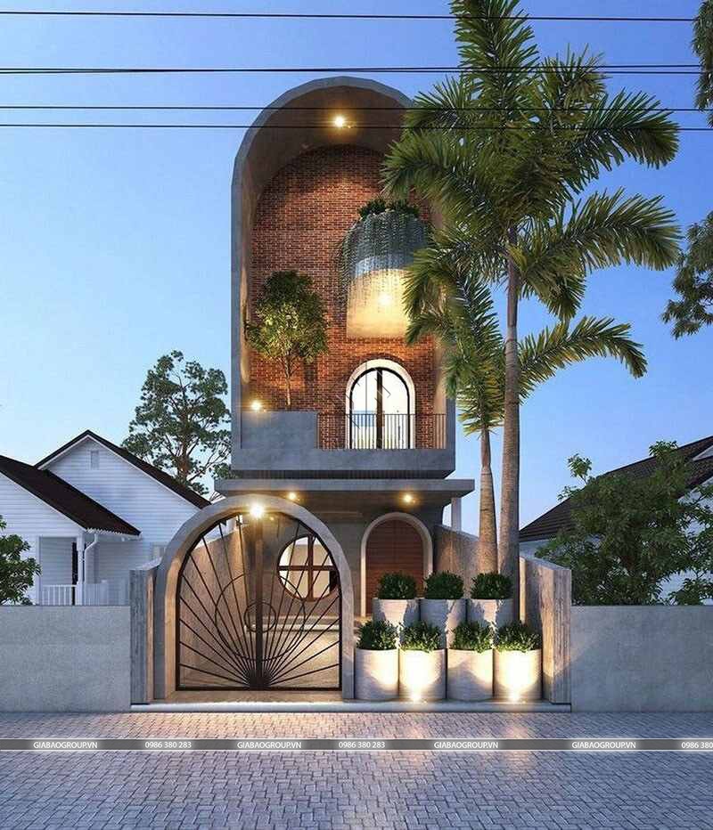 Mẫu nhà phố 2 tầng Địa Trung Hải