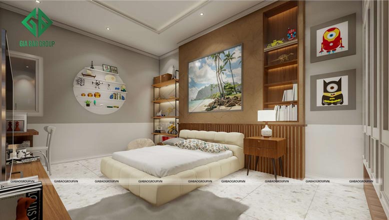 Bố trí nhiều kệ để bé có thể đựng đồ chơi của mình