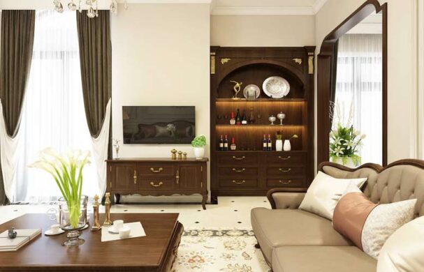 Nội thất phòng khách được bố trí khoa học, hợp lý