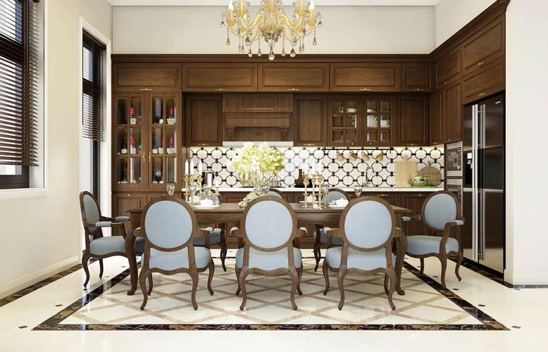 Thiết kế nội thất phòng bếp tân cổ điển