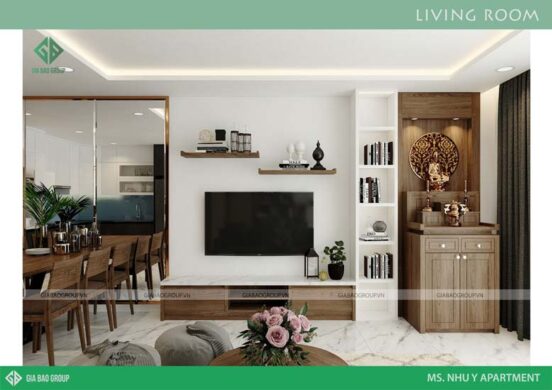 Phòng khách kết hợp với phòng thờ