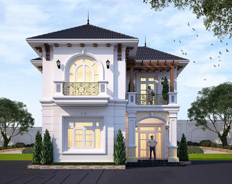 Nhà 2 tầng mái Nhật đẹp mắt