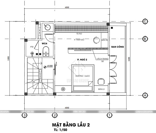 Mặt bằng tầng 2 theo lối thiết kế hiện đại