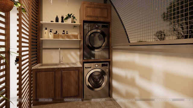 Khu vực xử lý quần áo tầng tum của thiết kế nội thất tân cổ điển