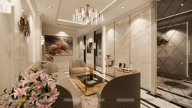 Sảnh chính tầng 3 của thiết kế nội thất tân cổ điển