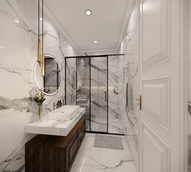 Khu vực WC tầng 3 của thiết kế nội thất tân cổ điển