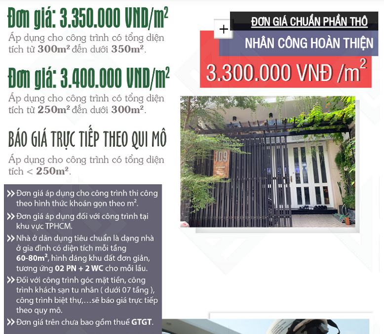 Báo giá xây dựng thô