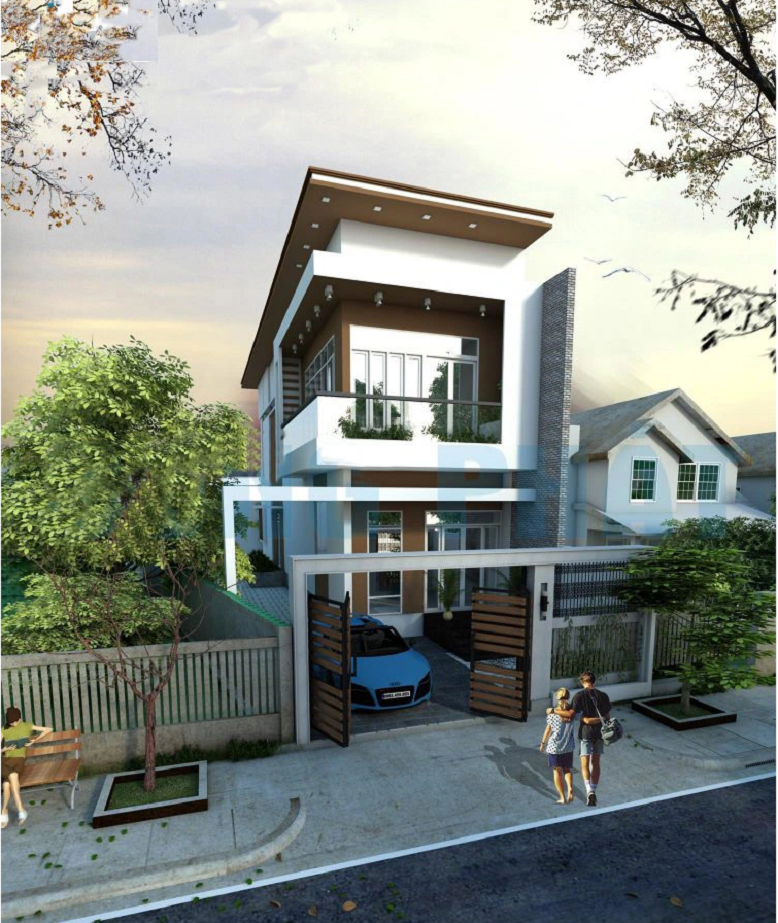 Mẫu thiết kế mặt tiền nhà ống 2 tầng đẹp diện tích 5x20m
