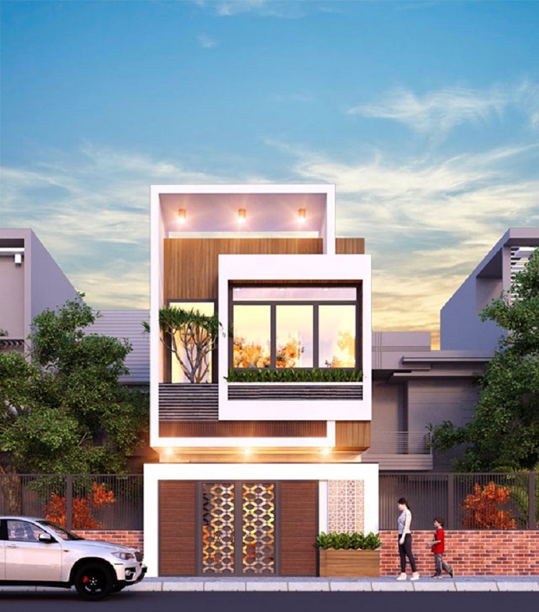 Mẫu nhà ống 2 tầng kiểu hiện đại diện tích 5x16m