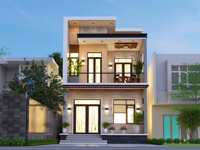 Thiết kế nhà ống 2 tầng hiện đại với mặt tiền 6m