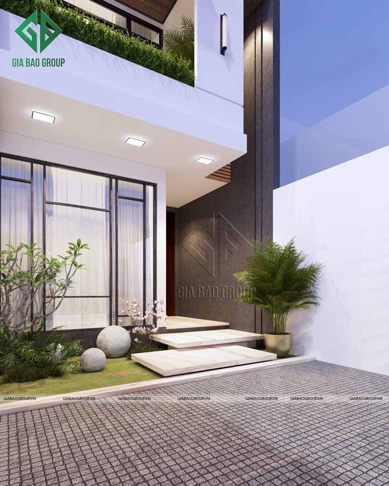 Mặt tiền của nhà phố 2 tầng