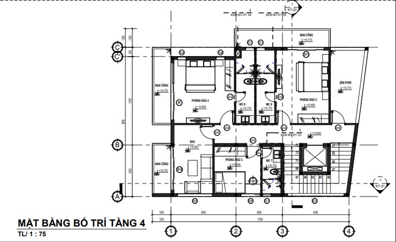 Phối cảnh mặt bằng tầng 4