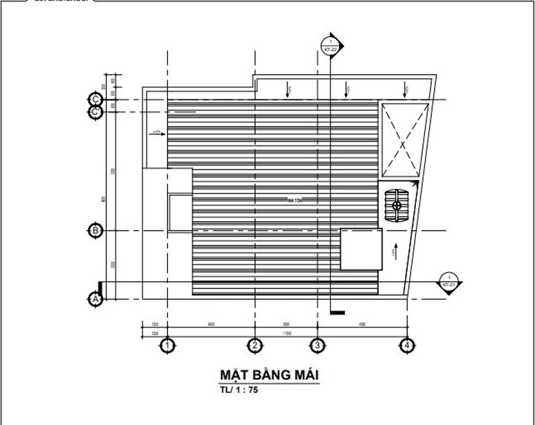 Phối cảnh mặt bằng tầng mái