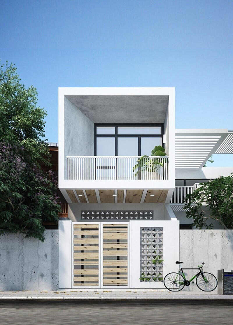 Mẫu nhà phố 5x20m được thiết kế phong cách hiện đại thời thượng với mái bằng