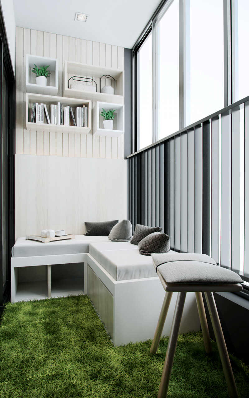 Ban công nhà phố thư giản, đọc sách