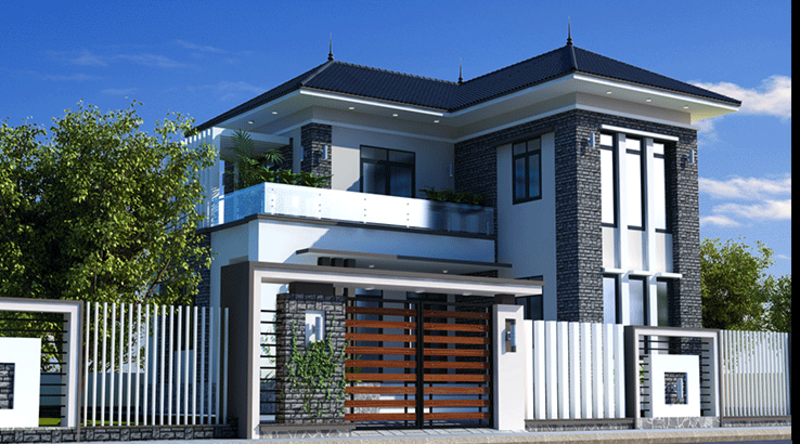 Mẫu biệt thự 2 tầng dáng chữ L