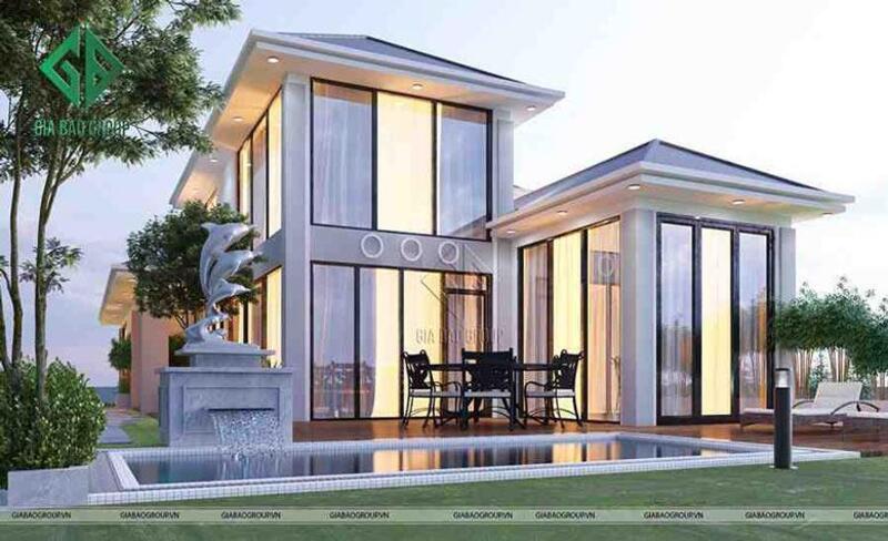 Mẫu biệt thự 2 tầng hiện đại có hồ bơi