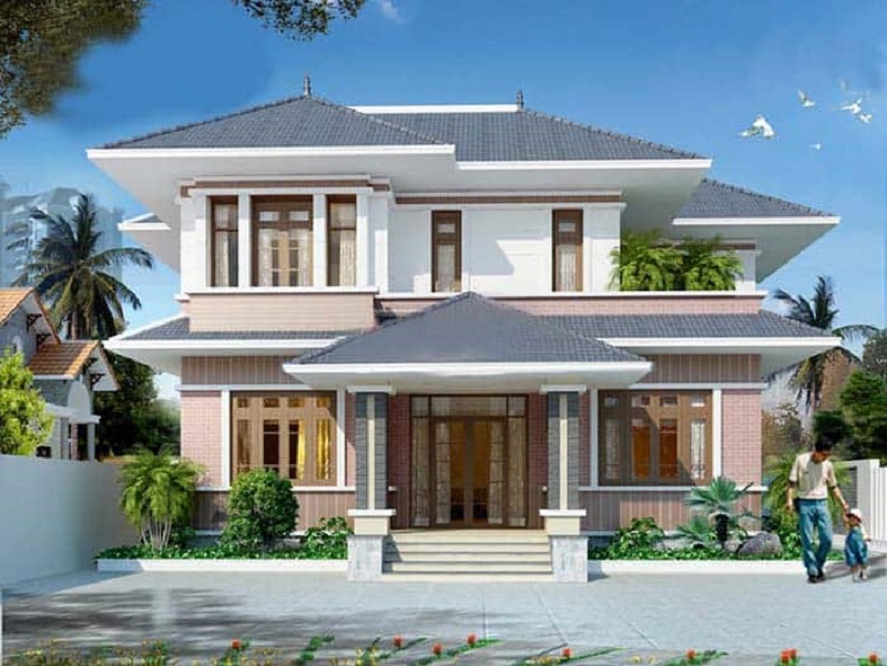 Mẫu biệt thự 2 tầng có 5 phòng ngủ