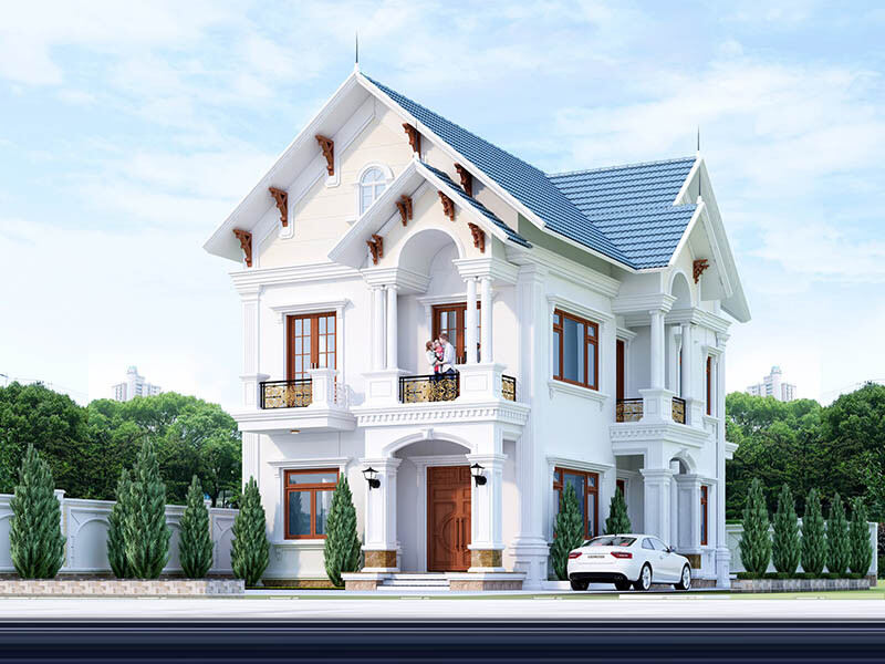 Biệt thự 2 mặt tiền mái thái phong cách tân cổ điển
