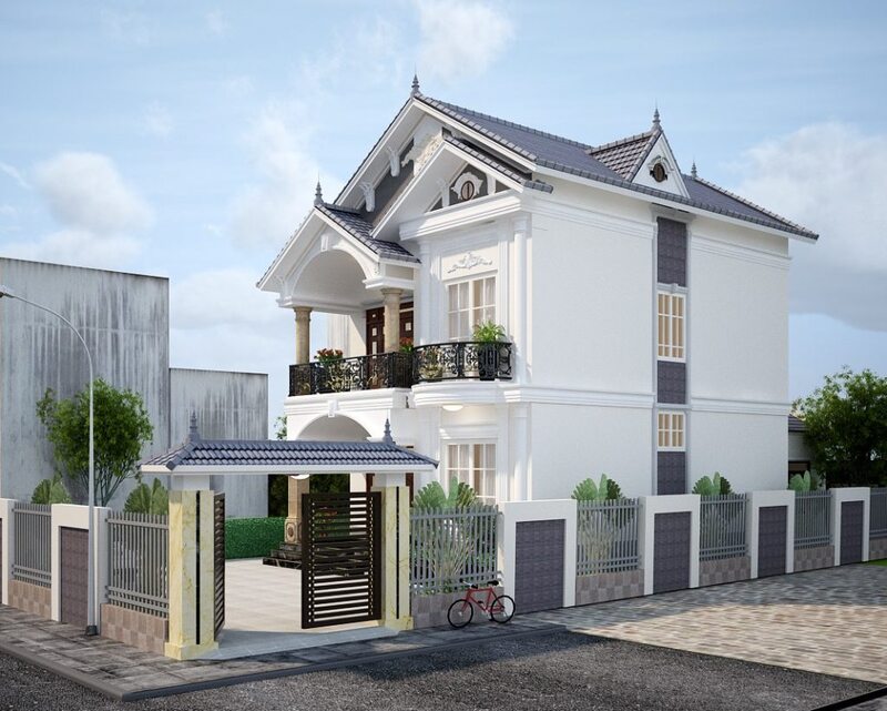 Mẫu biệt thự 2 tầng mái thái thiết kế đơn giản