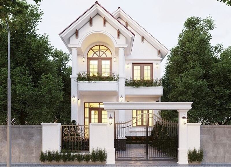 Mẫu mặt tiền nhà phố 2 tầng 6m mái Thái