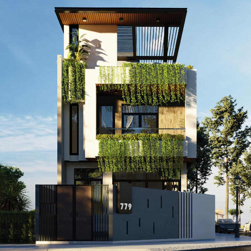 Thiết kế nhà phố mặt tiền 6m 2 tầng hiện đại