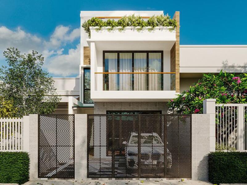 Báo giá thiết kế mặt tiền nhà phố 6m 2 tầng