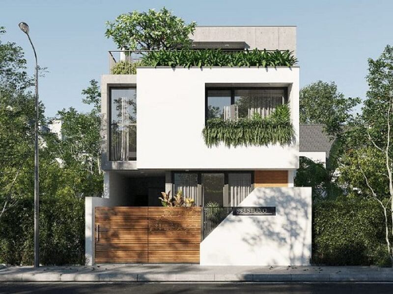 Mặt tiền nhà phố 7m 2 tầng mái bằng