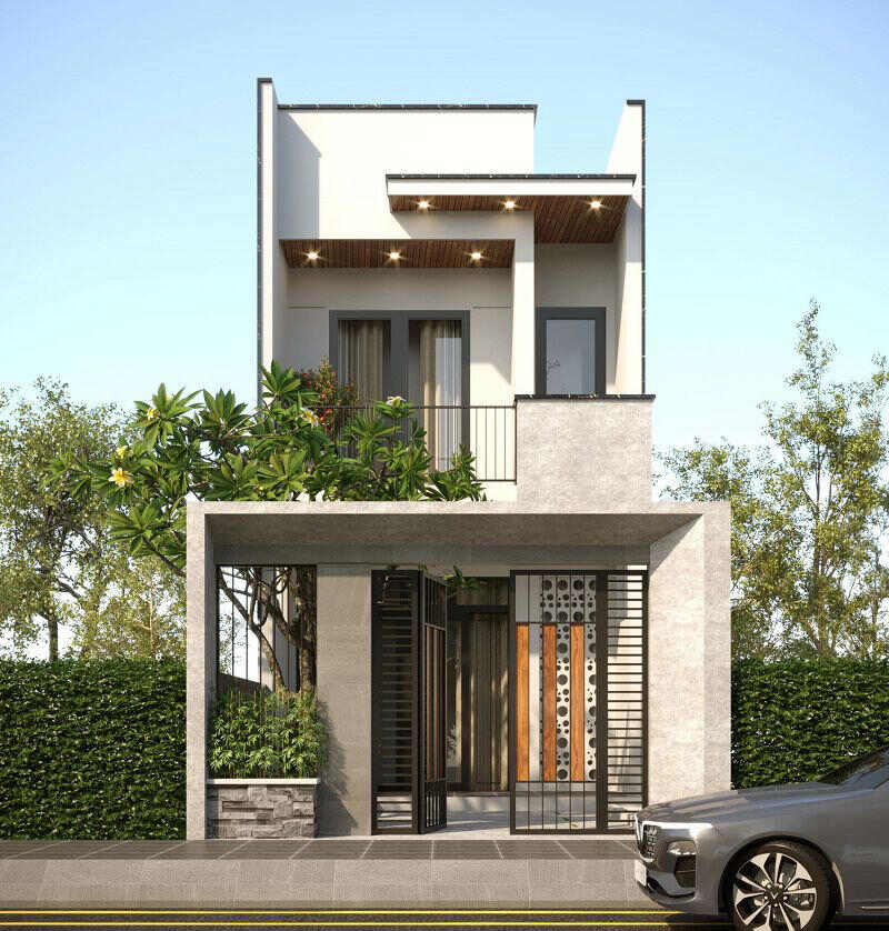 Mẫu mặt tiền nhà phố 7m 2 tầng mái bằng