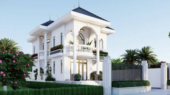 Mặt tiền nhà phố 8m 2 tầng tân cổ điển