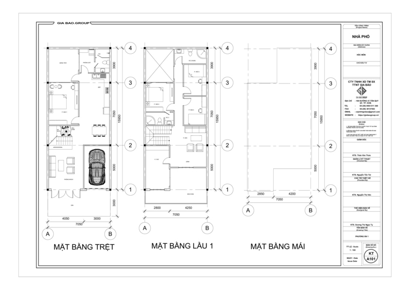 Mặt bằng công năng nhà phố 2 tầng 5x15