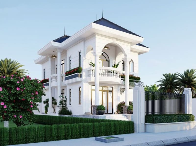 Mẫu nhà phố 2 tầng 5x17 mái Nhật đẹp 5 phòng ngủ 1 phòng thờ