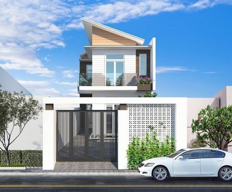 Mẫu nhà phố 2 tầng 7x15m mái lệch