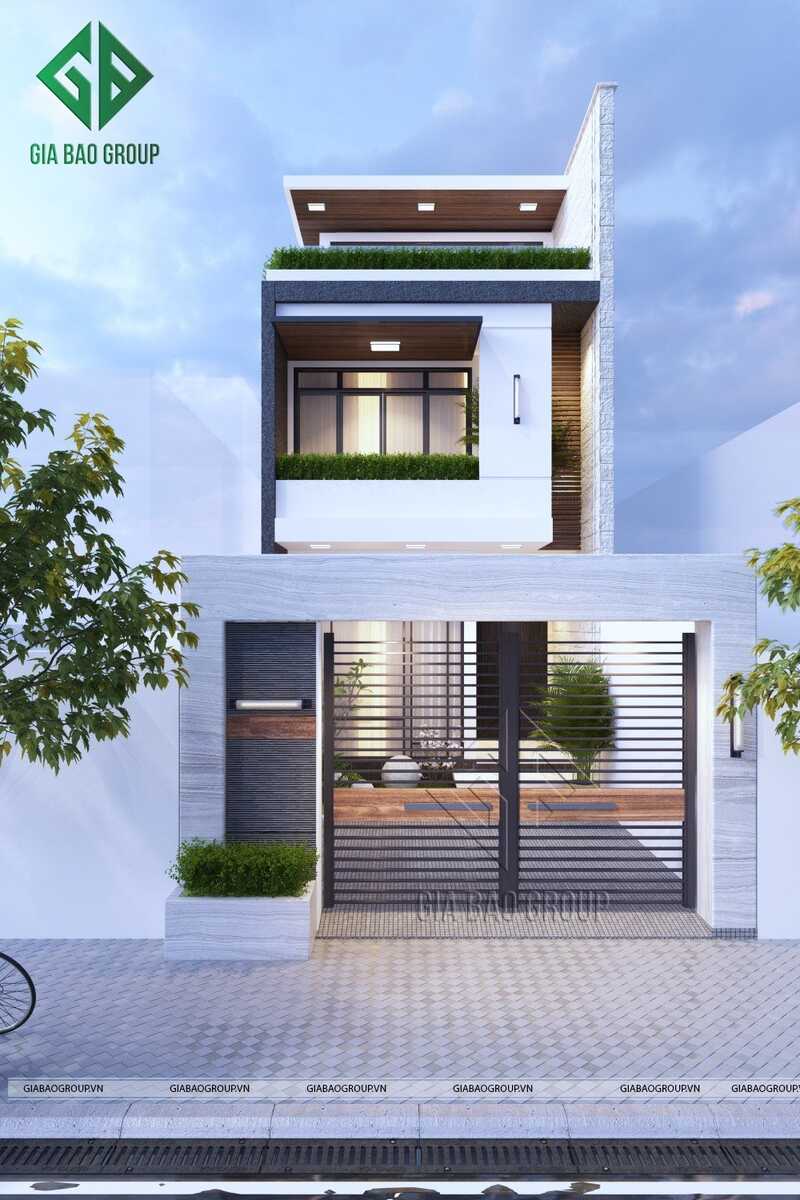 Hình ảnh hoàn thiện mẫu nhà phố đẹp 2 tầng 5x20 của Gia Bảo Group