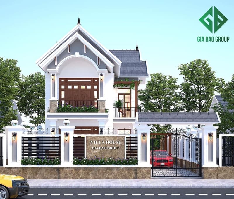 Thiết kế nhà biệt thự phố 2 tầng đơn giản, nhỏ gọn