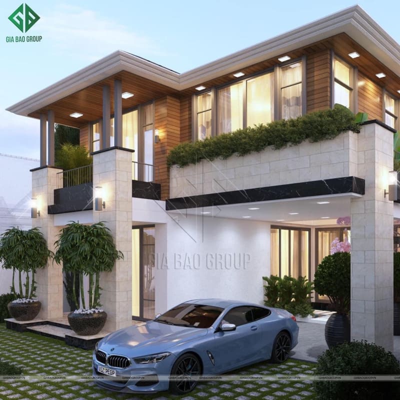 Mẫu nhà biệt thự phố 2 tầng 2 phòng ngủ với giá 1 tỷ 7