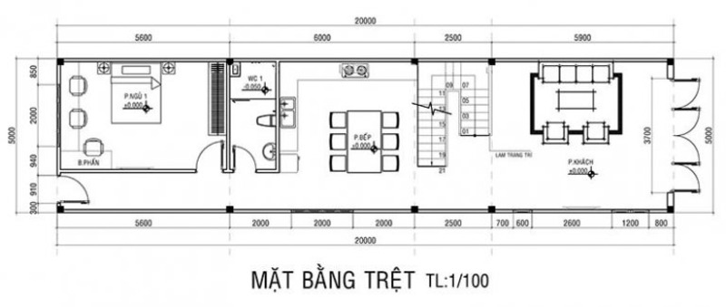 Không gian mặt bằng công năng tầng trệt
