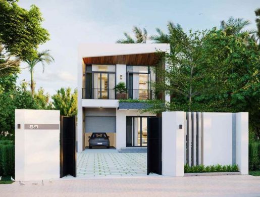 Mẫu thiết kế nhà phố hiện đại 2 tầng có 4 phòng ngủ