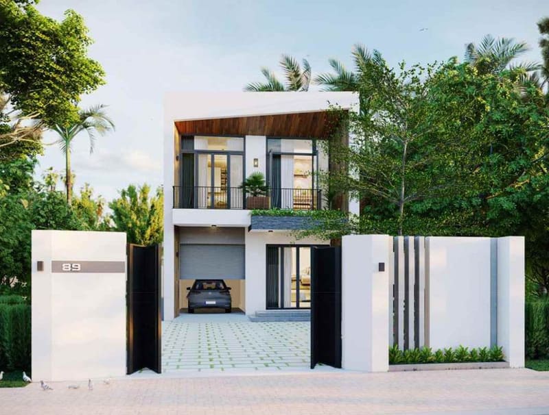 Mẫu thiết kế nhà phố hiện đại 2 tầng có 4 phòng ngủ