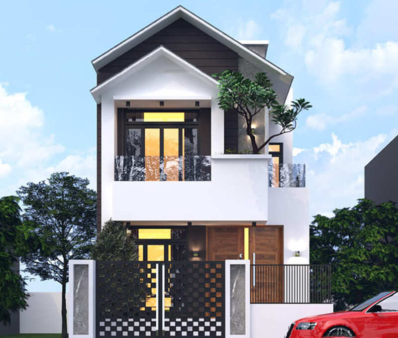 Thiết kế nhà phố 2 tầng mái thái phong cách hiện đại