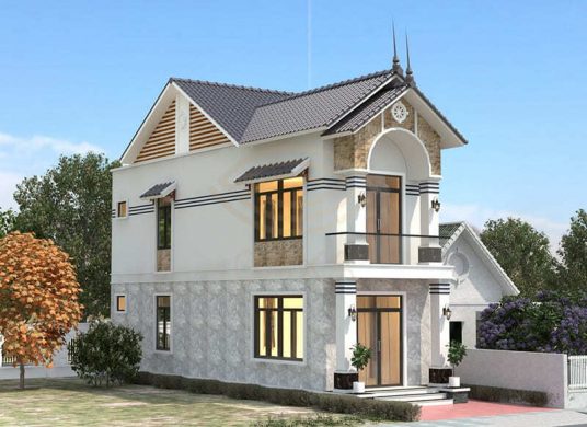 Mẫu thiết kế nhà phố 2 tầng mái Thái